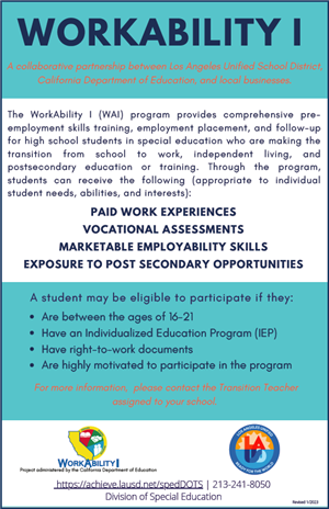 WorkAbility program flyer English_Spanish